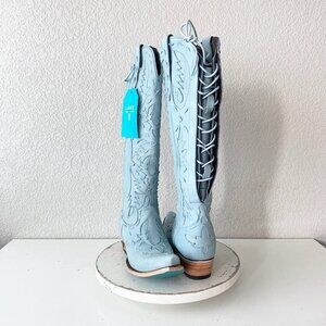 Lane Reverie Womens Cowboy Boots 8.5 Blue Suede Cowgirl Western Knee High Tall